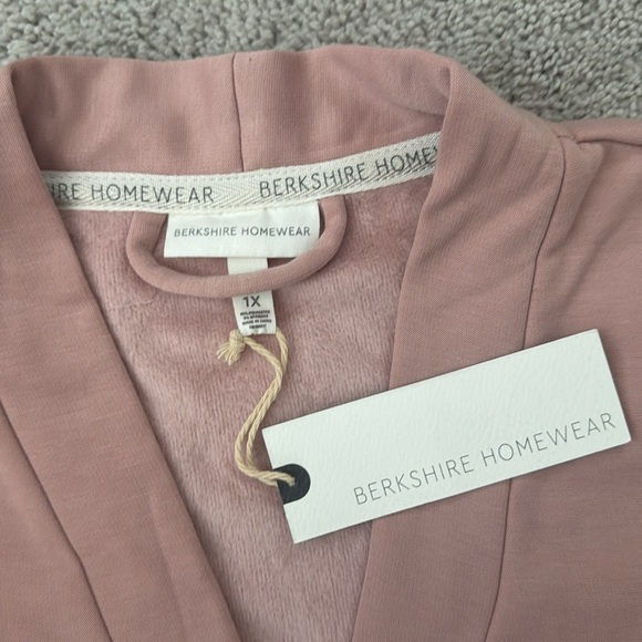 Berkshire Homewear French Terry Cardigan & Flare Pant Set | Size 1X | Pink - Picture 6 of 11